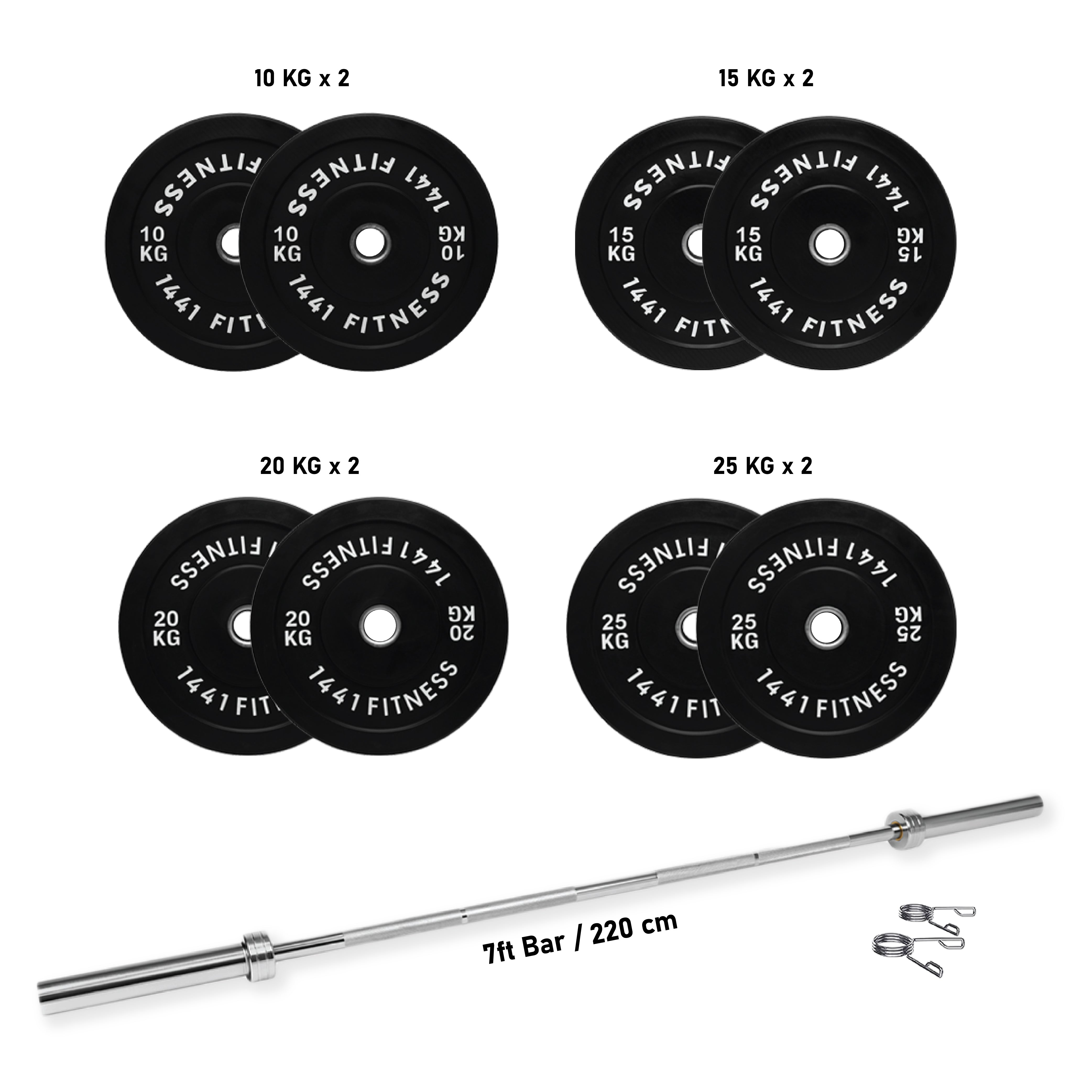 7 Ft Olympic Bar with Rubber Bumper Plates